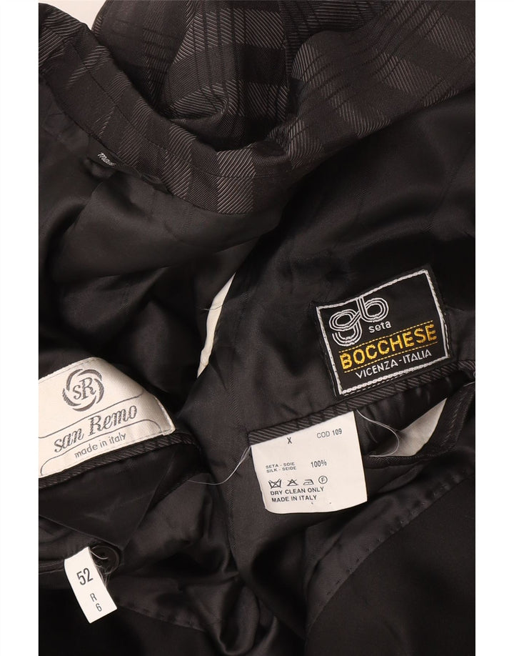 BOCCHESE Herren 1-Knopf-Blazerjacke IT 52 XL grau karierte Seide
