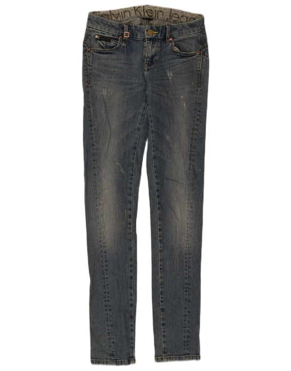 Calvin Klein Damen Distressed Skinny Jeans W26 L34 Blaue Baumwolle