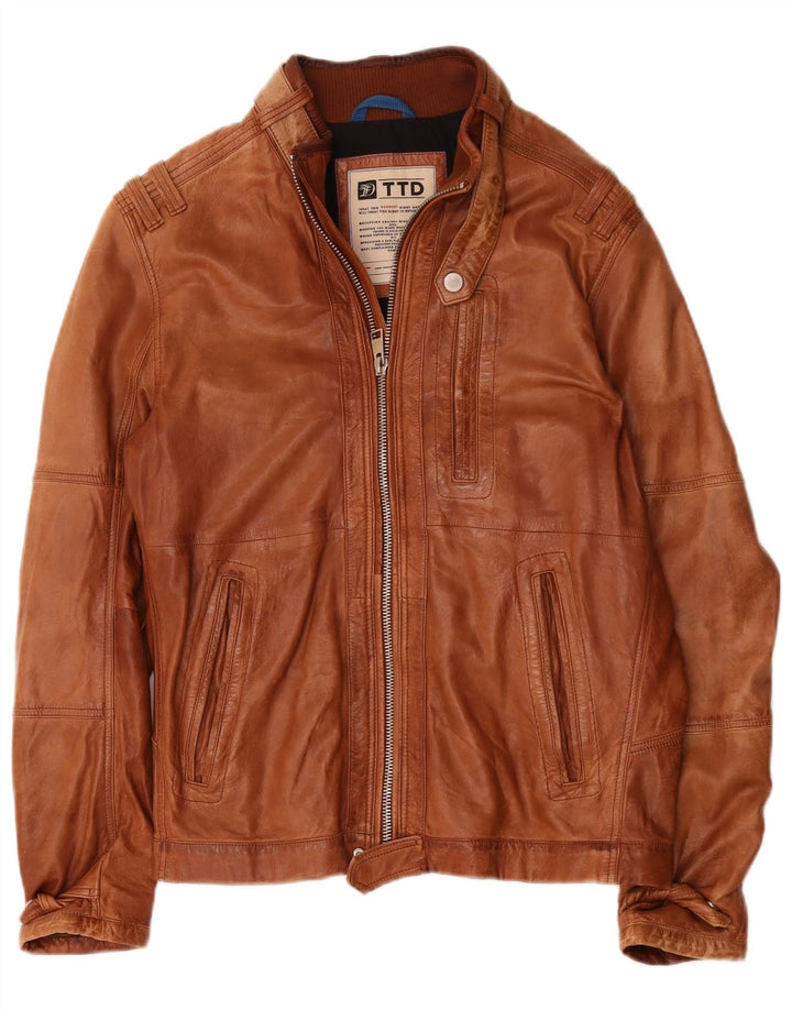 Tom Tailor Herren Lederjacke UK 40 Large Braun