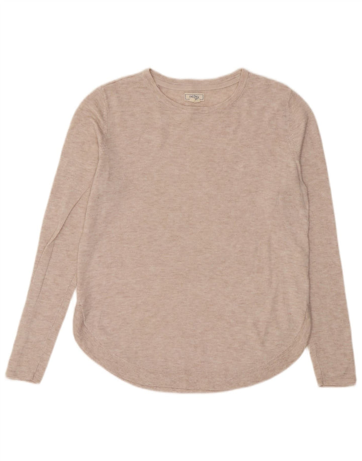 Fat Face Damen-Pullover mit Rundhalsausschnitt, UK 12, mittelbeigefarbenes Polyester