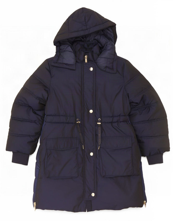 Ted Baker Wattierter Mantel mit Kapuze für Mädchen, 8–9 Jahre, marineblaues Nylon