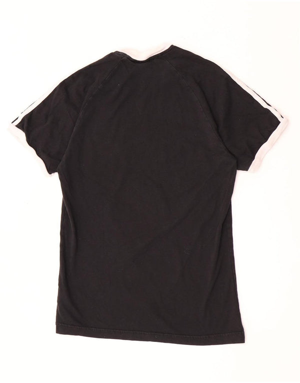 Adidas Damen T-Shirt Top UK 10 Small Schwarz Colourblock Baumwolle