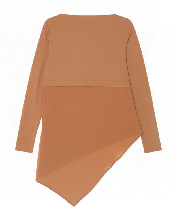 Zara Damen Asymmetrisches Tunika-Top UK 12 Mittelbeige