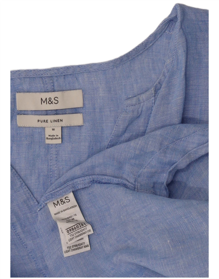 Marks & Spencer Damen Longline Pullover Shirt UK 16 Large Blau