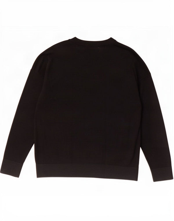 Marks & Spencer Mens V-Neck Jumper Sweater Medium Black Merino Wool