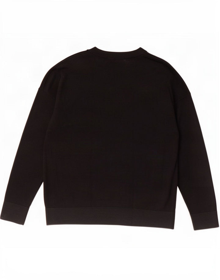 Marks & Spencer Herren-Pullover mit V-Ausschnitt aus mittelschwarzer Merinowolle