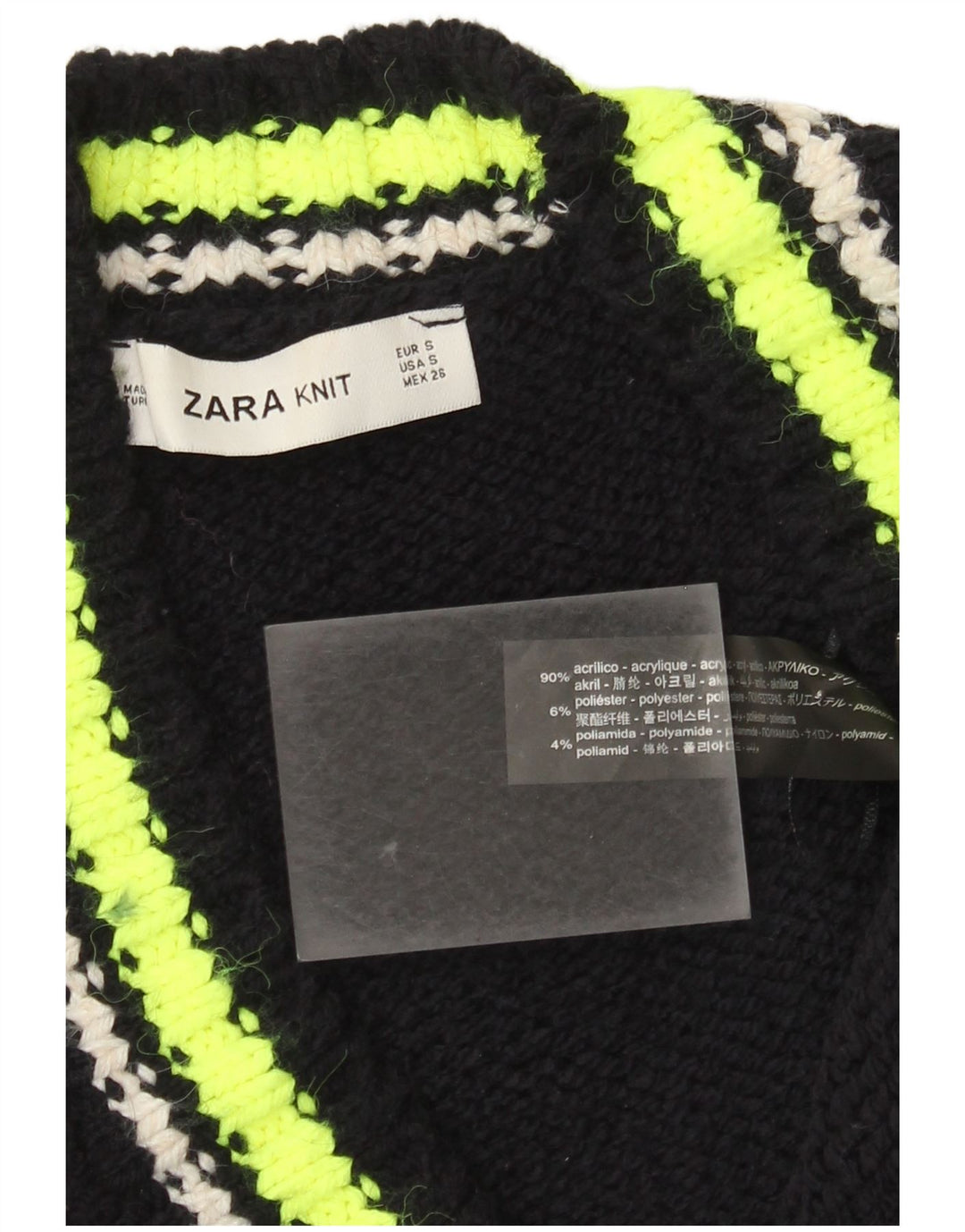 Zara Damen-Strickjacke in Übergröße, Gr. 10, Größe S, Schwarz, Farbblock