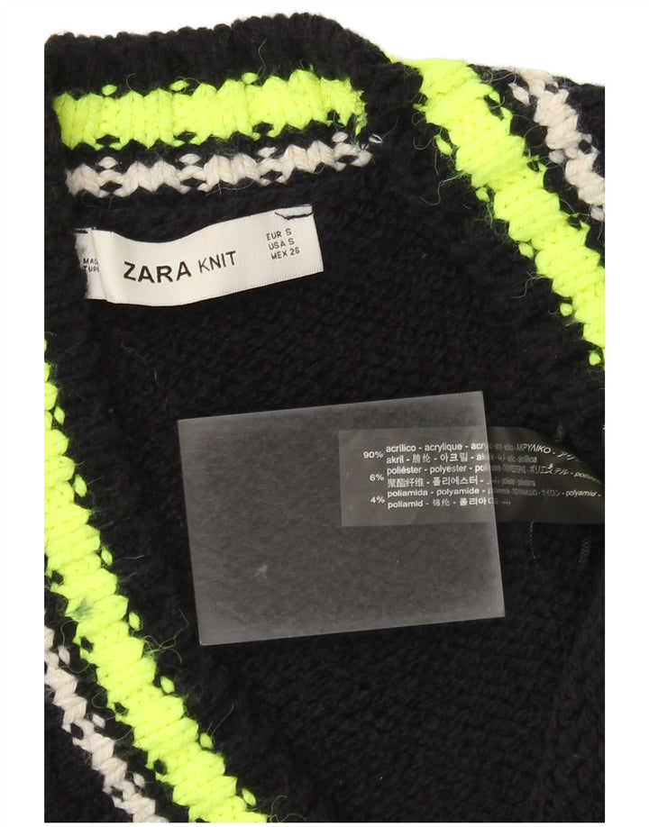 Zara Damen-Strickjacke in Übergröße, Gr. 10, Größe S, Schwarz, Farbblock