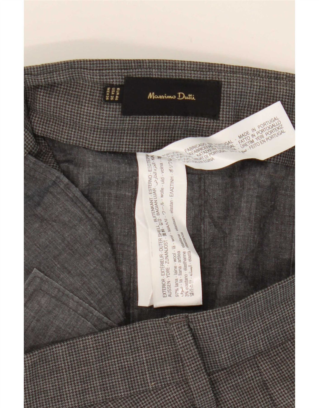 Massimo Dutti Herren Slim Anzughose EU 46 XL W36 L33 Grauer Hahnentritt