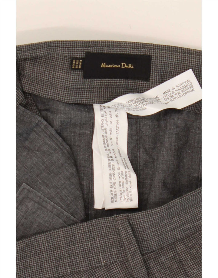 Massimo Dutti Herren Slim Anzughose EU 46 XL W36 L33 Grauer Hahnentritt