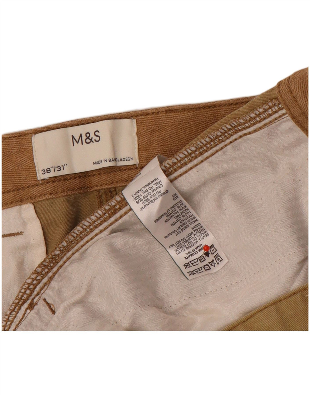 Gerade Herren-Cargohose von Marks & Spencer, W38, L31, braune Baumwolle