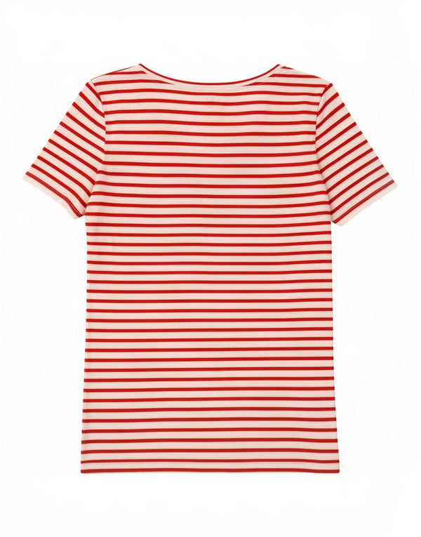 Benetton Damen T-Shirt Top UK 8 Small Rot gestreift aus Baumwolle