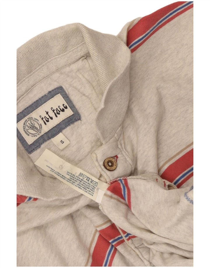 Fat Face Herren-Poloshirt, klein, grau gestreift, Baumwolle