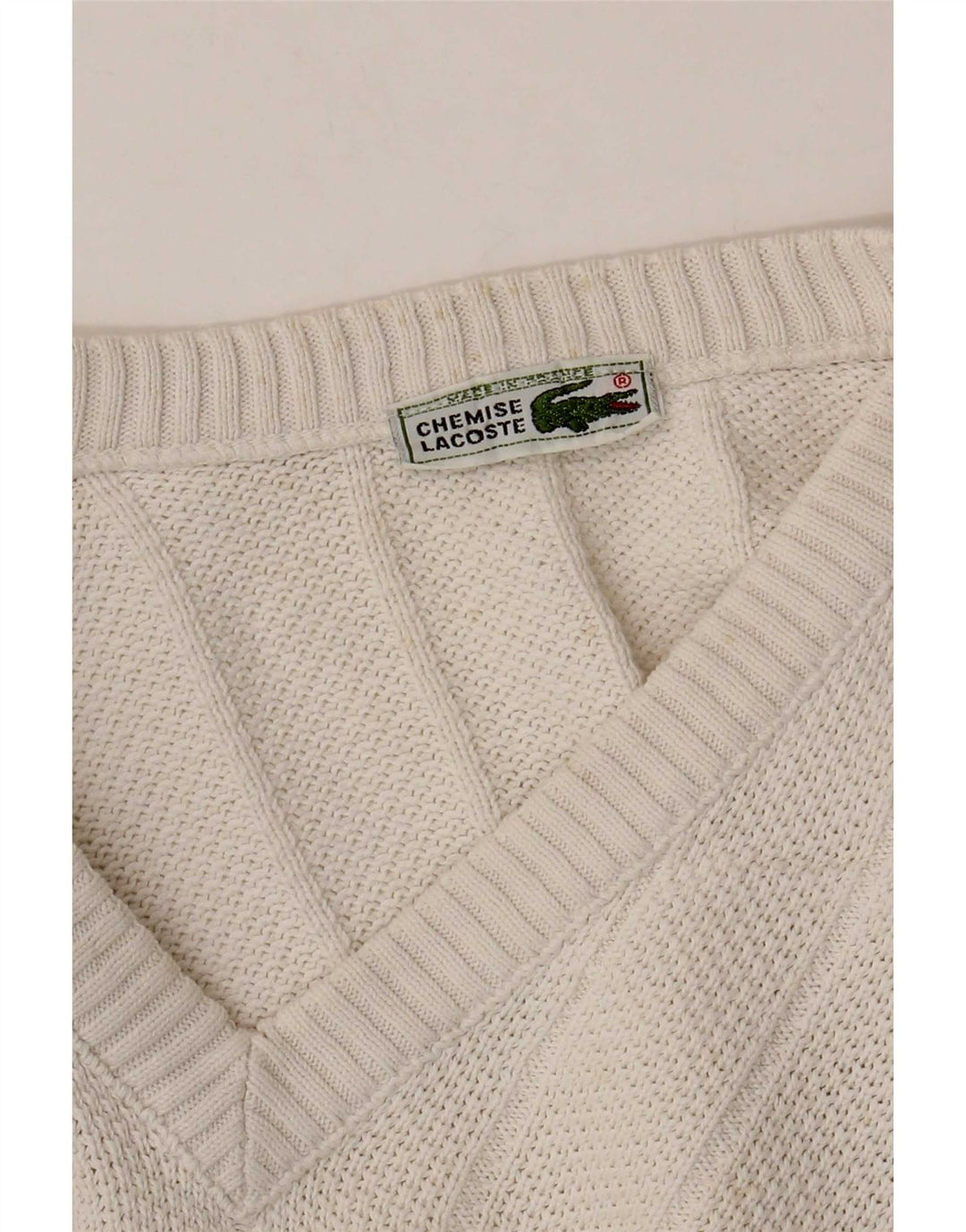 Lacoste Herren-Pullover mit V-Ausschnitt, Größe 6 XL, Weiß