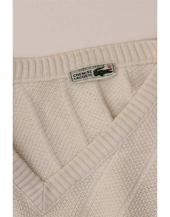 Lacoste Herren-Pullover mit V-Ausschnitt, Größe 6 XL, Weiß