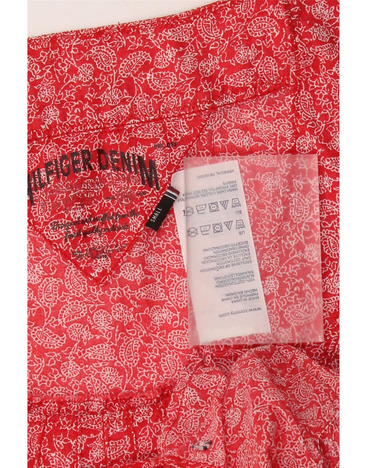 Tommy Hilfiger Damen-Blusenoberteil, UK 10, kleine rote Paisley-Baumwolle