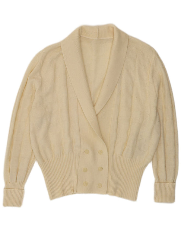 Vintage Damen Zweireihiger Cardigan Pullover UK 14 Large Off White