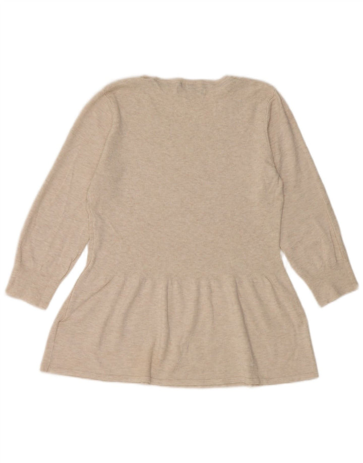Marks & Spencer Damen-Top, 3/4-Ärmel, UK-Größe 12, Mittelbeige, gesprenkelte Viskose