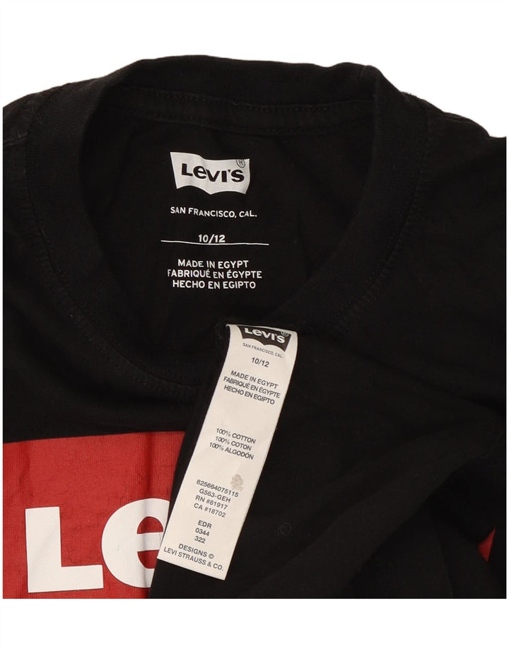 Levi's Jungen-T-Shirt mit Grafik, 10–11 Jahre, schwarze Baumwolle