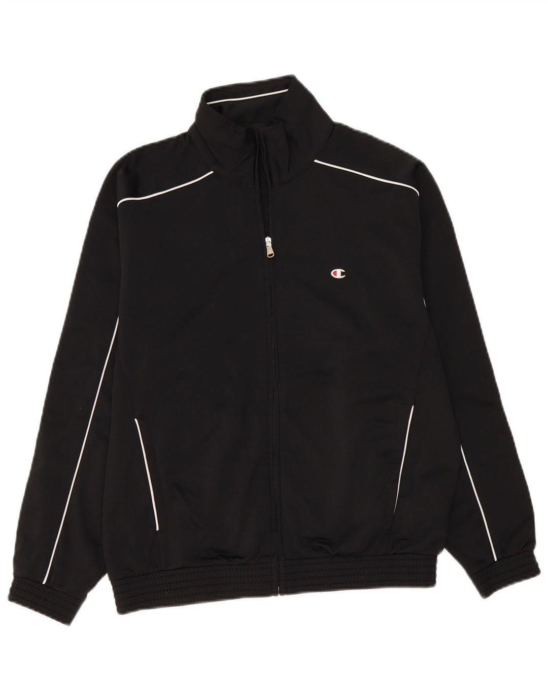 CHAMPION Herren-Trainingsanzug mit lockerer Passform, Jacke, klein, schwarz gestreift, Polyester