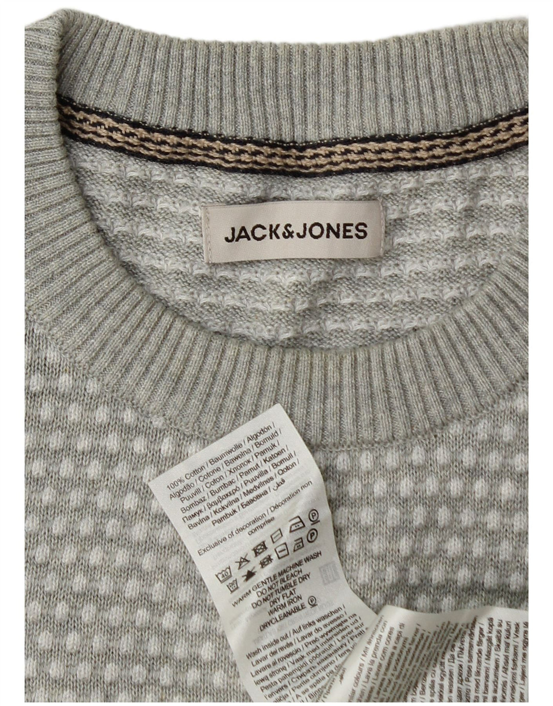 Jack & Jones Herren-Pullover mit Rundhalsausschnitt, Mittelgrau gepunktet