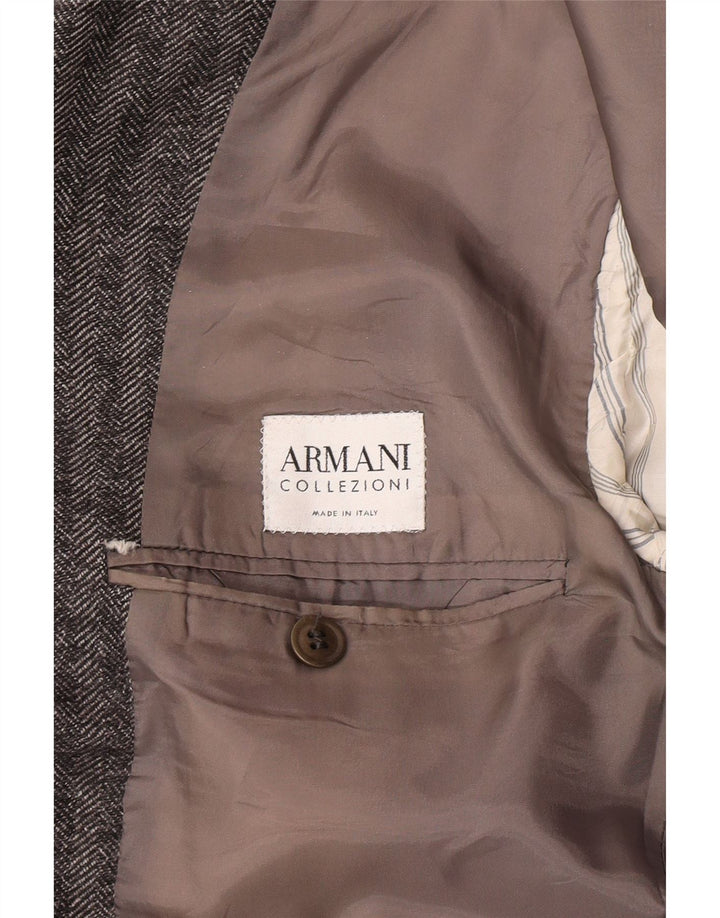 Armani Collezioni Herren 3-Knopf-Blazerjacke IT 52 XL Graues Fischgrätenmuster