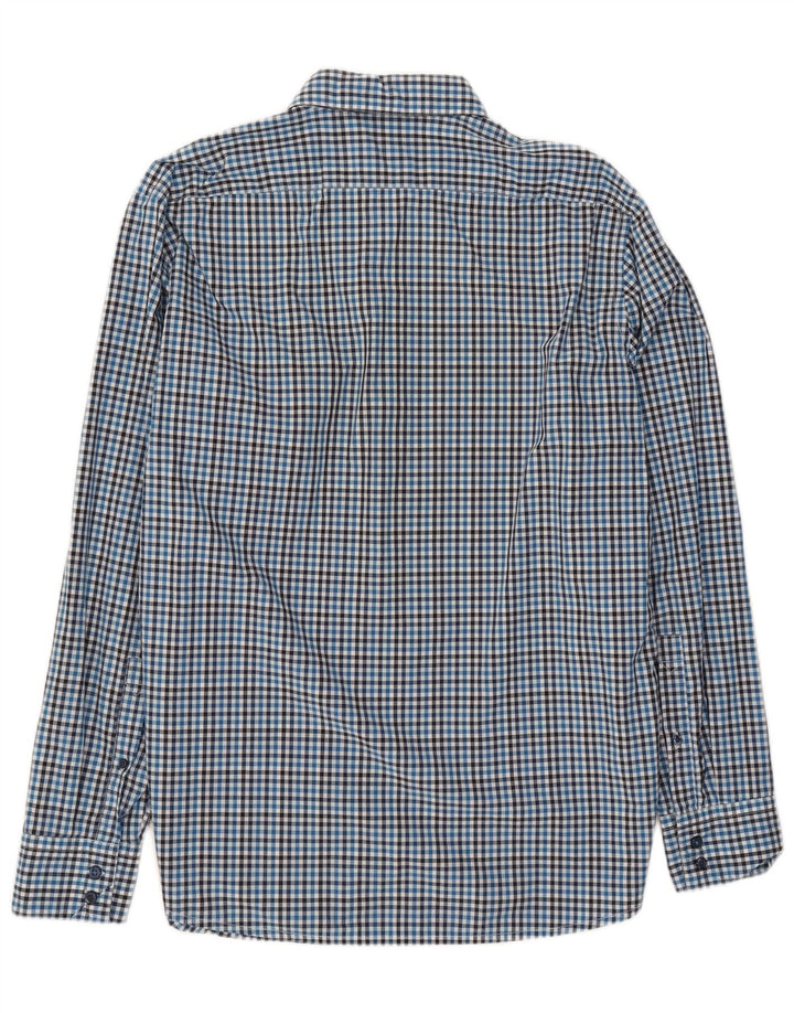 Hugo Boss Herren-Hemd mit normaler Passform, XL, blau, Gingham-Baumwolle