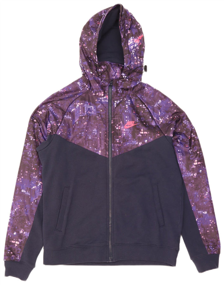 Nike Herren-Kapuzenpullover mit Reißverschluss, mittellila, geometrische Baumwolle