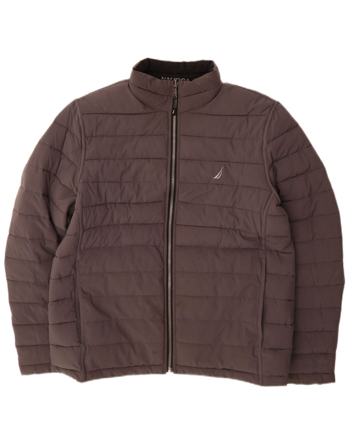 NAUTICA Herren Reversible Wattierte Jacke UK 40 Large Schwarz Polyester