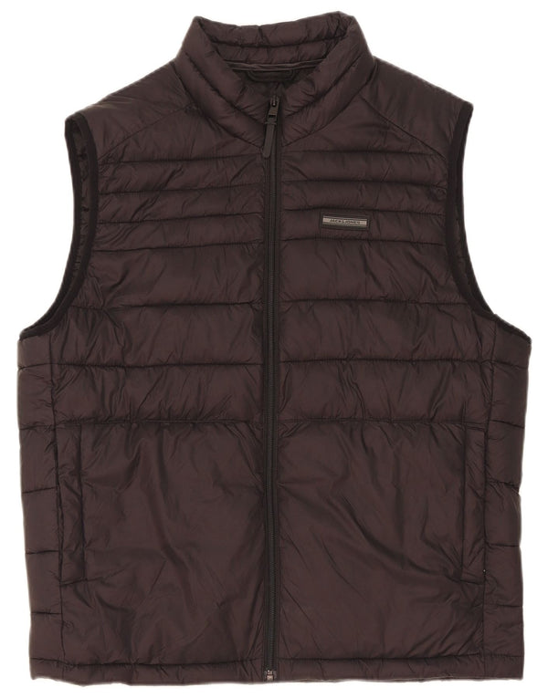 Jack & Jones Herren Wattierte Weste UK 40 Large Schwarz Nylon