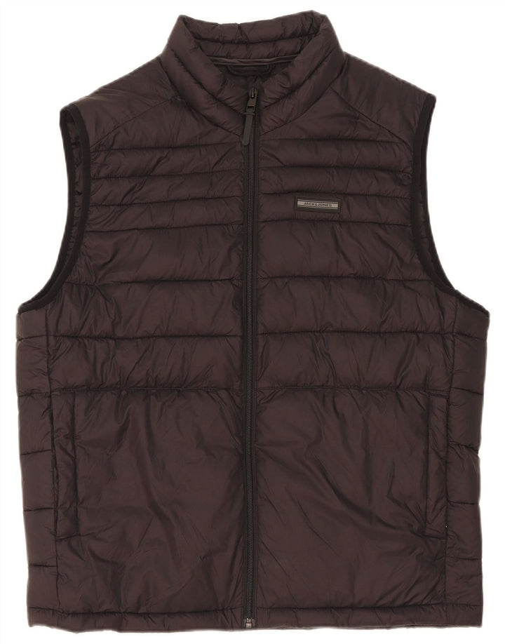 Jack & Jones Herren Wattierte Weste UK 40 Large Schwarz Nylon