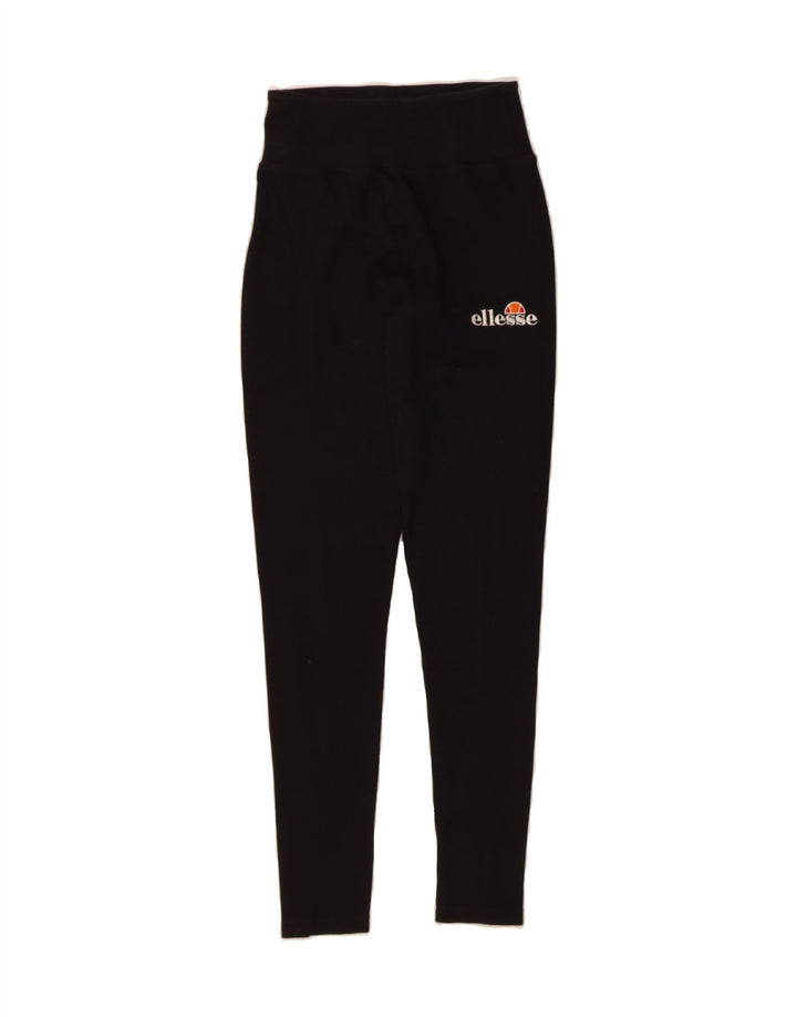 ELLESSE Womens Graphic Leggings UK 10 Small  Black Cotton Vintage Ellesse and Second-Hand Ellesse from Messina Hembry 