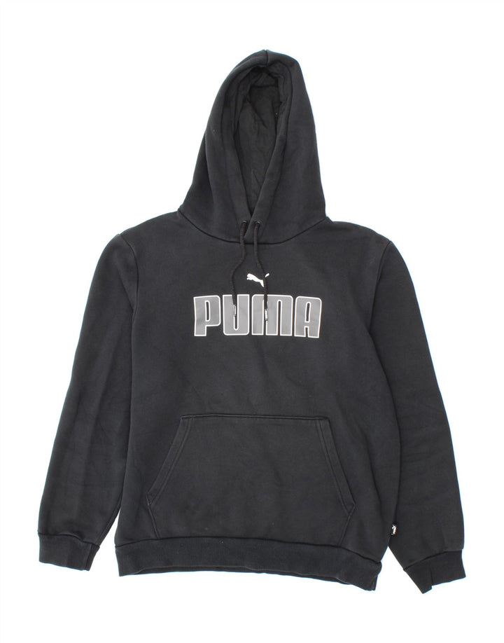 PUMA Mens Graphic Hoodie Jumper Small Black Cotton Vintage Puma and Second-Hand Puma from Messina Hembry 