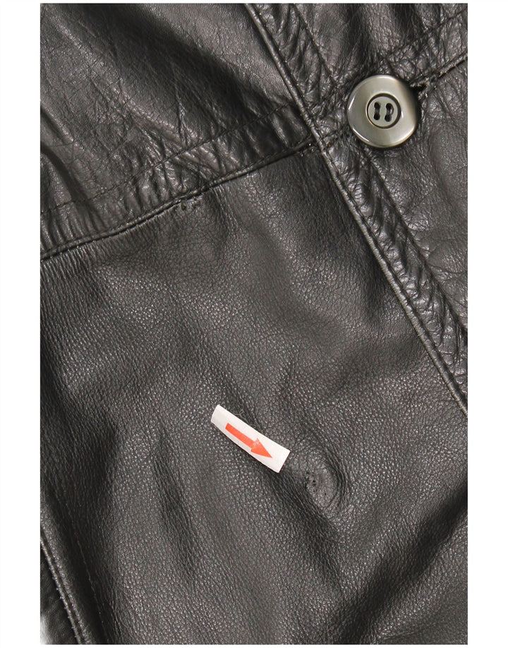 Vintage Herren Ledermantel UK 40 Großes schwarzes Leder