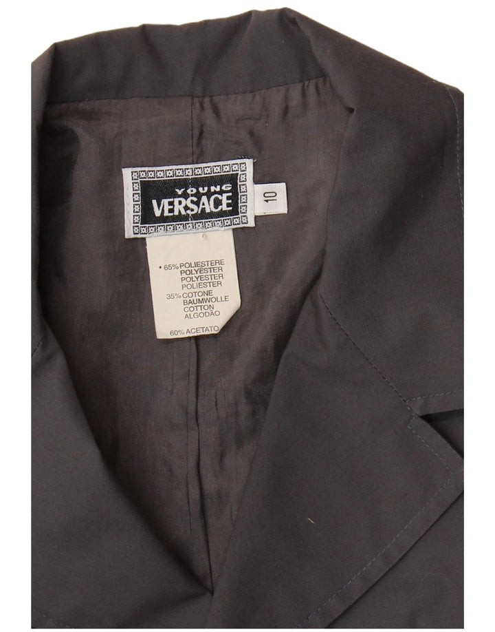 Versace Jungen-Blazer mit 3 Knöpfen, 9–10 Jahre, graues Polyester