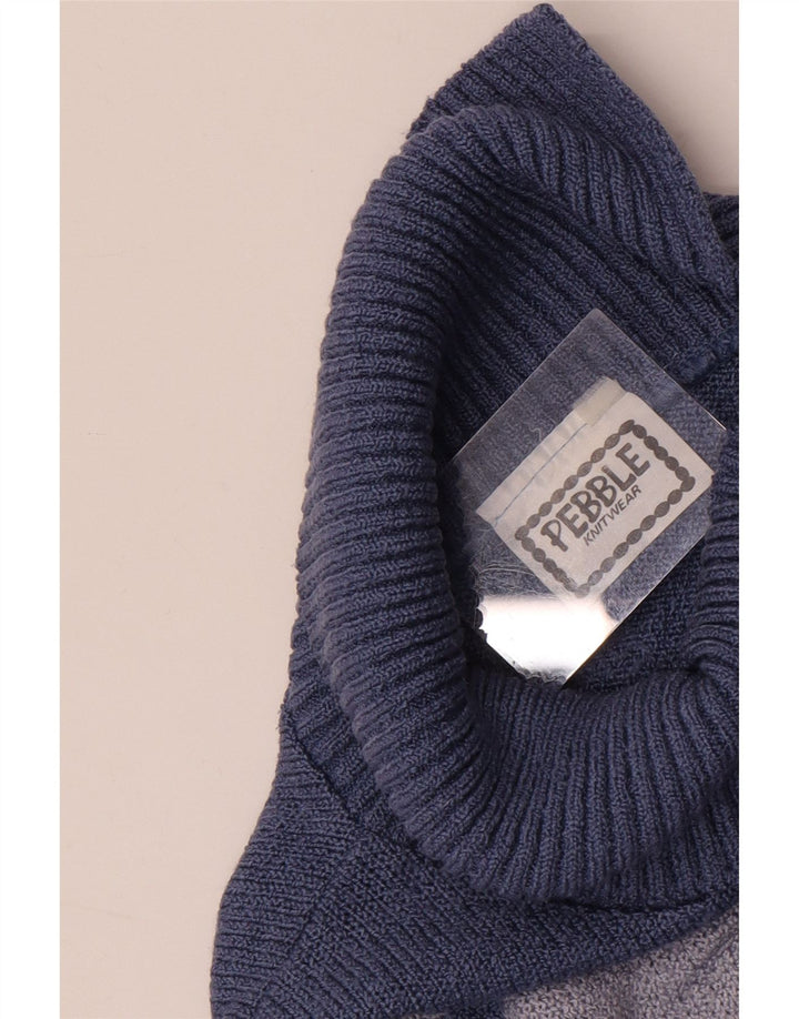 Pebble Rollkragenpullover für Damen, UK 12, Mittelblau, Farbblock