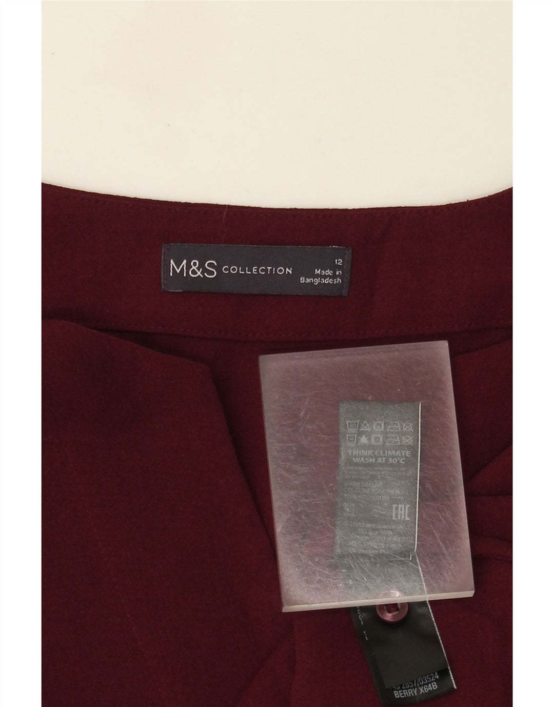 Marks & Spencer Damen Langarm-Blusenoberteil UK 12 Medium Burgund