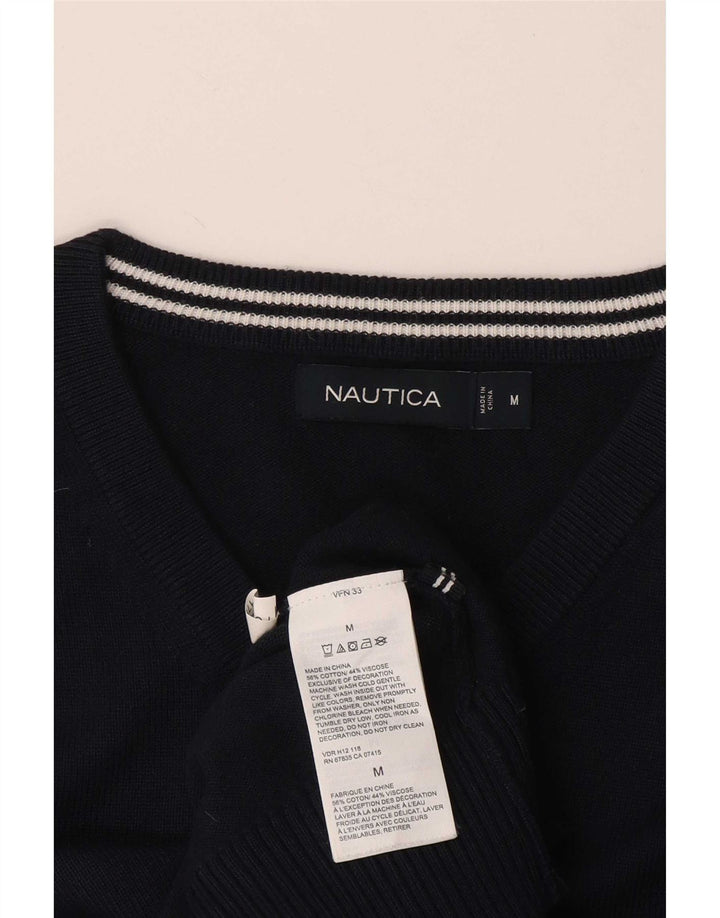 Nautica Herren-Pullover mit V-Ausschnitt, mittelmarineblaue Baumwolle