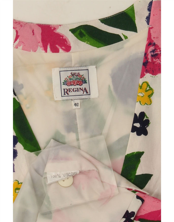 Regina Damen Weste EU 40 Mittelweiße Viskose mit Blumenmuster