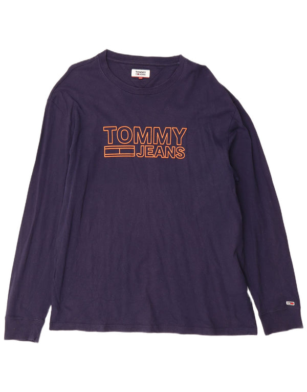 Tommy Hilfiger Herren Grafik-Oberteil, langärmelig, 2XL, Marineblau, Baumwolle