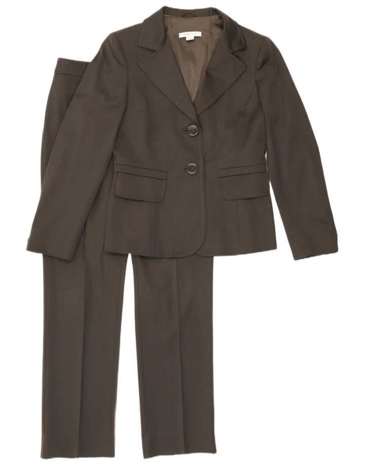 Marella Damen-Anzug mit 2 Knöpfen, 2-teilig, UK 10, Größe S, W27, L30, braune Wolle