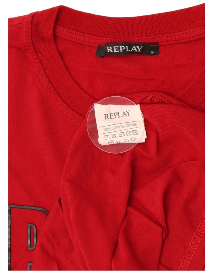 Replay Herren-T-Shirt mit Grafik, Größe S, Rot, Baumwolle