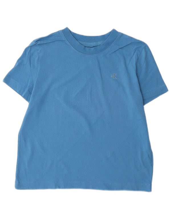 Calvin Klein Damen T-Shirt Top UK 10 Small Blau Baumwolle