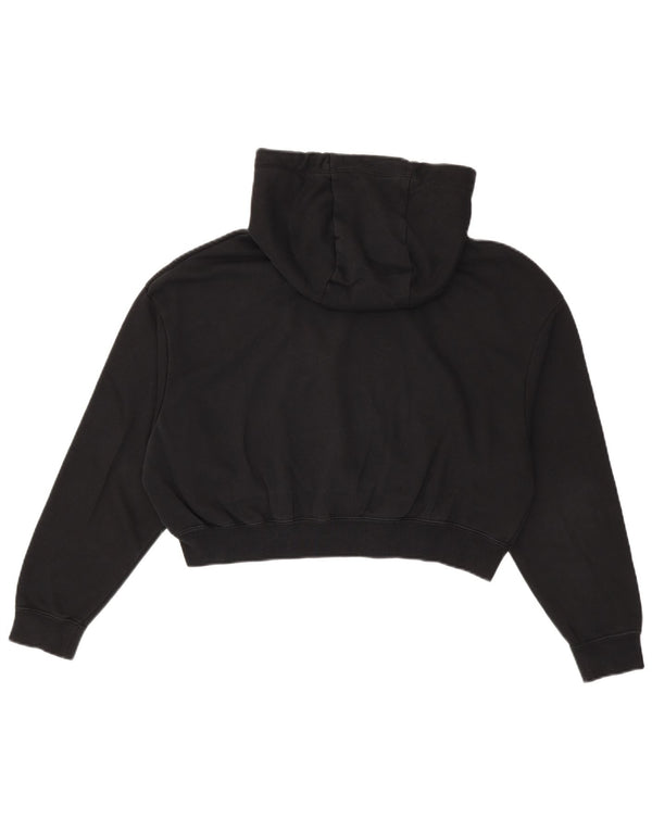 Nike Womens Oversized Graphic Crop Hoodie Pullover UK 10 Small Schwarz Baumwolle