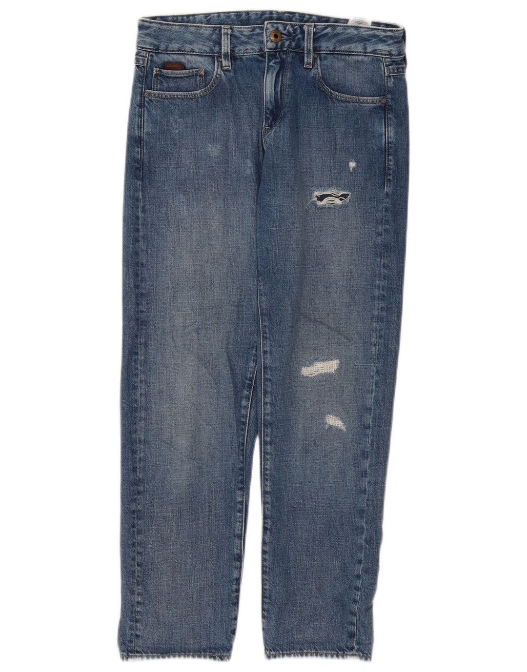 G-Star Damen Distressed Straight Jeans W24 L30 Blaue Baumwolle