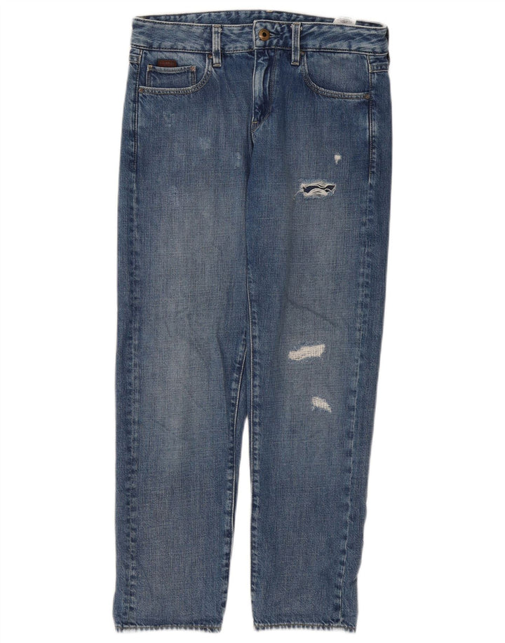 G-Star Damen Distressed Straight Jeans W24 L30 Blaue Baumwolle