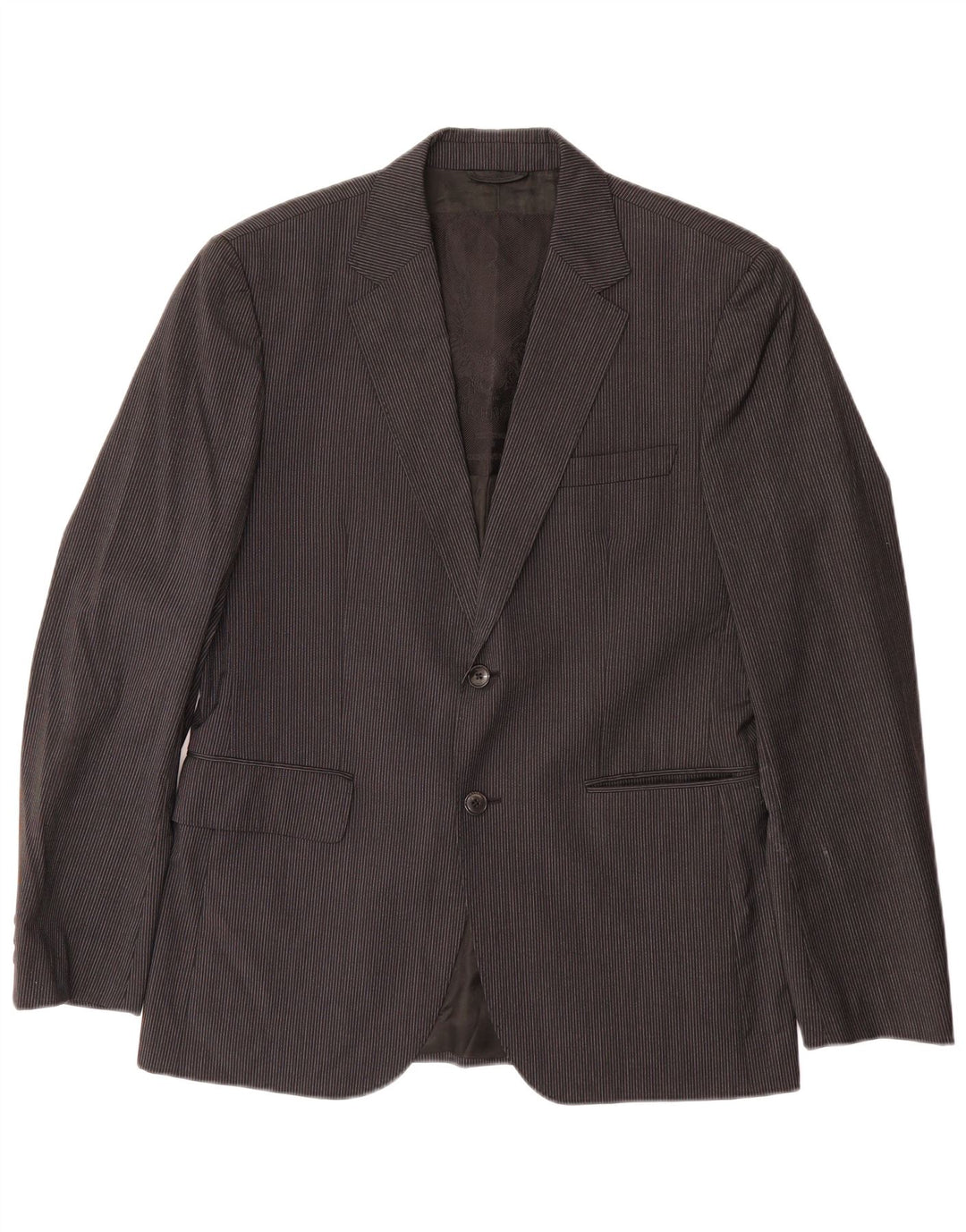 RICHMOND Mens 2 Button Blazer Jacket IT 52 XL Black Pinstripe Wool