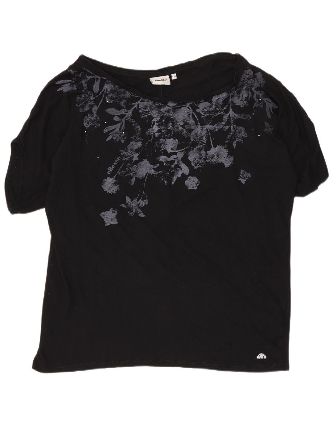 ELLESSE Damen Grafik T-Shirt Top UK 20 2XL Schwarz Baumwolle