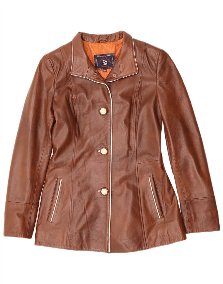Giorgio Di Mare Damen Lederjacke UK 6 XS Braunes Leder