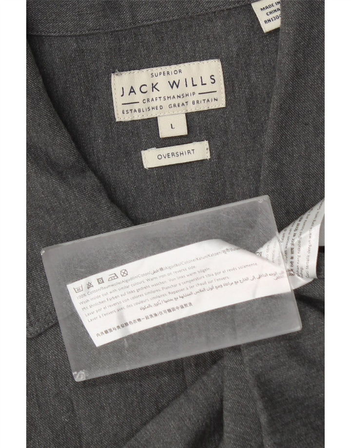 Jack Wills Herren-Overshirt-Hemd, große graue Baumwolle